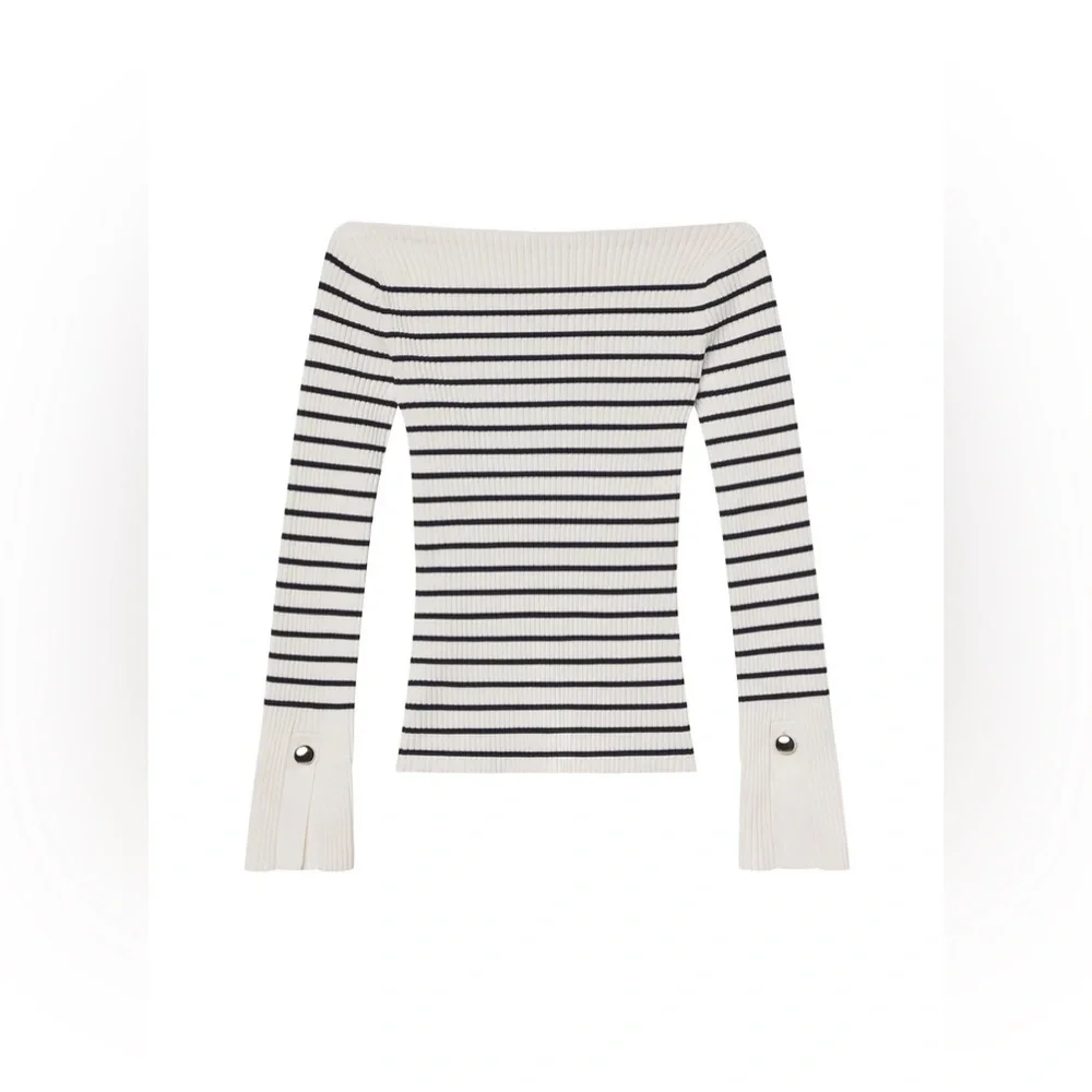 A.L.C $395 Anya Striped Knit Top - Picture 2 of 6